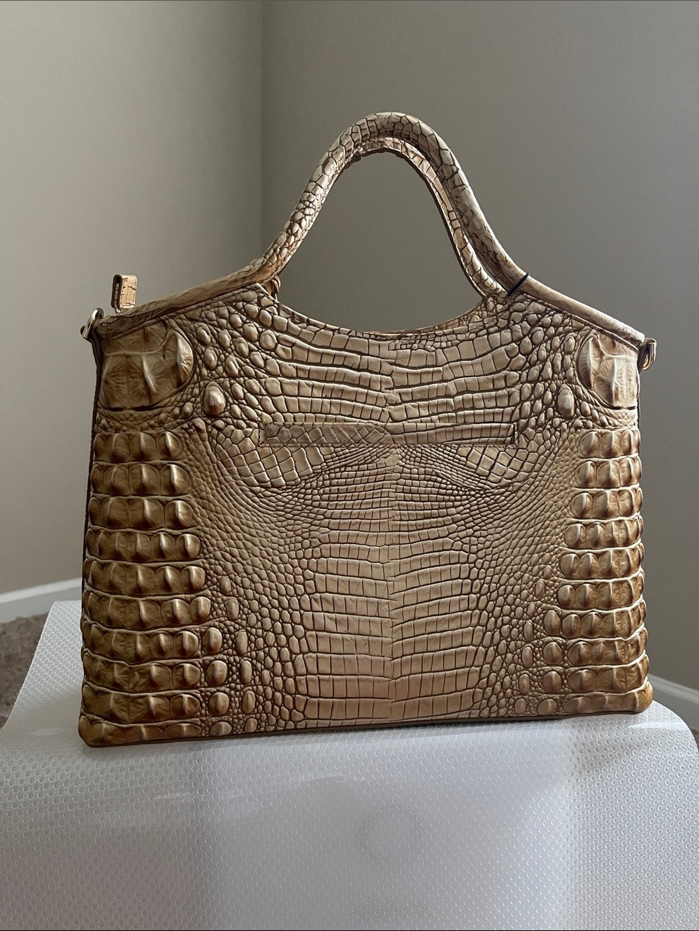 Brahmin Metallic Gold Croc-Embossed Tote - Picture 3 of 8